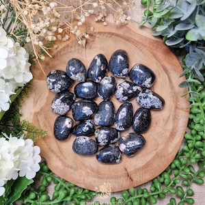 Khyber Tumbled Stone, Crystal Gemstone Polished Natural High Quality Grade Mineral Rock Flower Black Jade Thulite Pakistan Wisdom Energy
