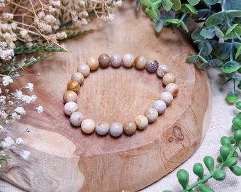 Fossil Coral Bracelet 8mm Stability Ancestral Wisdom Strength Root Third Eye Chakra High Quality Genuine Gemstone Crystal Jewelry Men Women