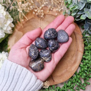 Pyrite in Hematite Tumbled Stone, Crystal Gemstone Polished Natural High Quality Grade Mineral Rock  Abundance Physical Energetic Protection