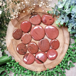 Goldstone Pocket Stone | Palm Stone Hand Gemstone Crystal Rock Gift Her Him Polished Smooth Stone Flat Disk Worry Stone Pocket Hug Spiritual
