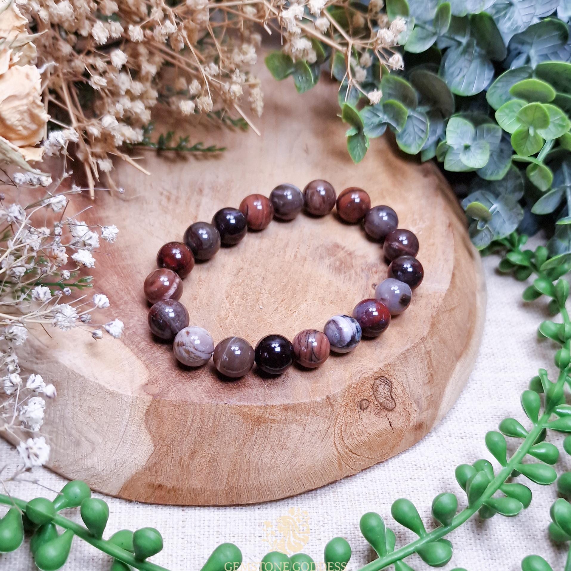 Petrified Wood Bracelet 10mm | Grounding Stability Ancient Wisdom