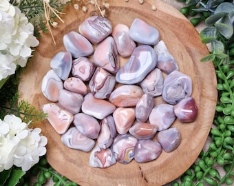 Pink Botswana Agate Tumbled Stone, Crystal Gemstone Polished Natural High Quality Grade Mineral Rock Safety Feminine Wisdom Rhythm Strength