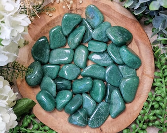 Green Aventurine Tumbled Stone, Crystal Gemstone Polished Natural High Quality Grade Mineral Rock Luck Prosperity Optimism Growth Abundance