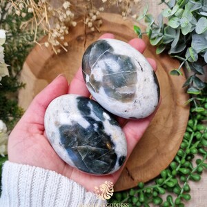 Polarity Moonstone Palm Stone | Hand Stone Big Large Tumbled Gemstone Crystal Rock Gift Her Him | Divine Feminine Masculine Yin-Yang Energy