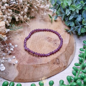 Gem Lepidolite Bracelet 4mm | Calmness Stress Inner Peace Spiritual Alignment | High Quality Genuine Gemstone Crystal Jewelry Men Women