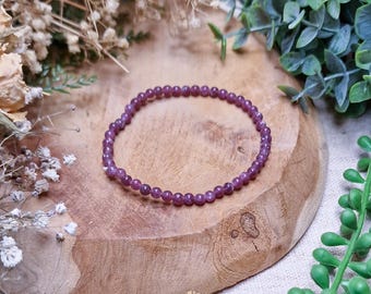 Gem Lepidolite Bracelet 4mm | Calmness Stress Inner Peace Spiritual Alignment | High Quality Genuine Gemstone Crystal Jewelry Men Women