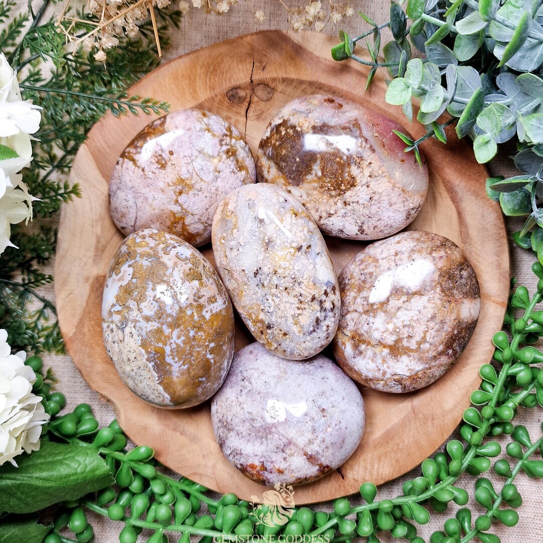 Morondavite Jasper Palm Stone | Hand Stone Big Large Tumbled