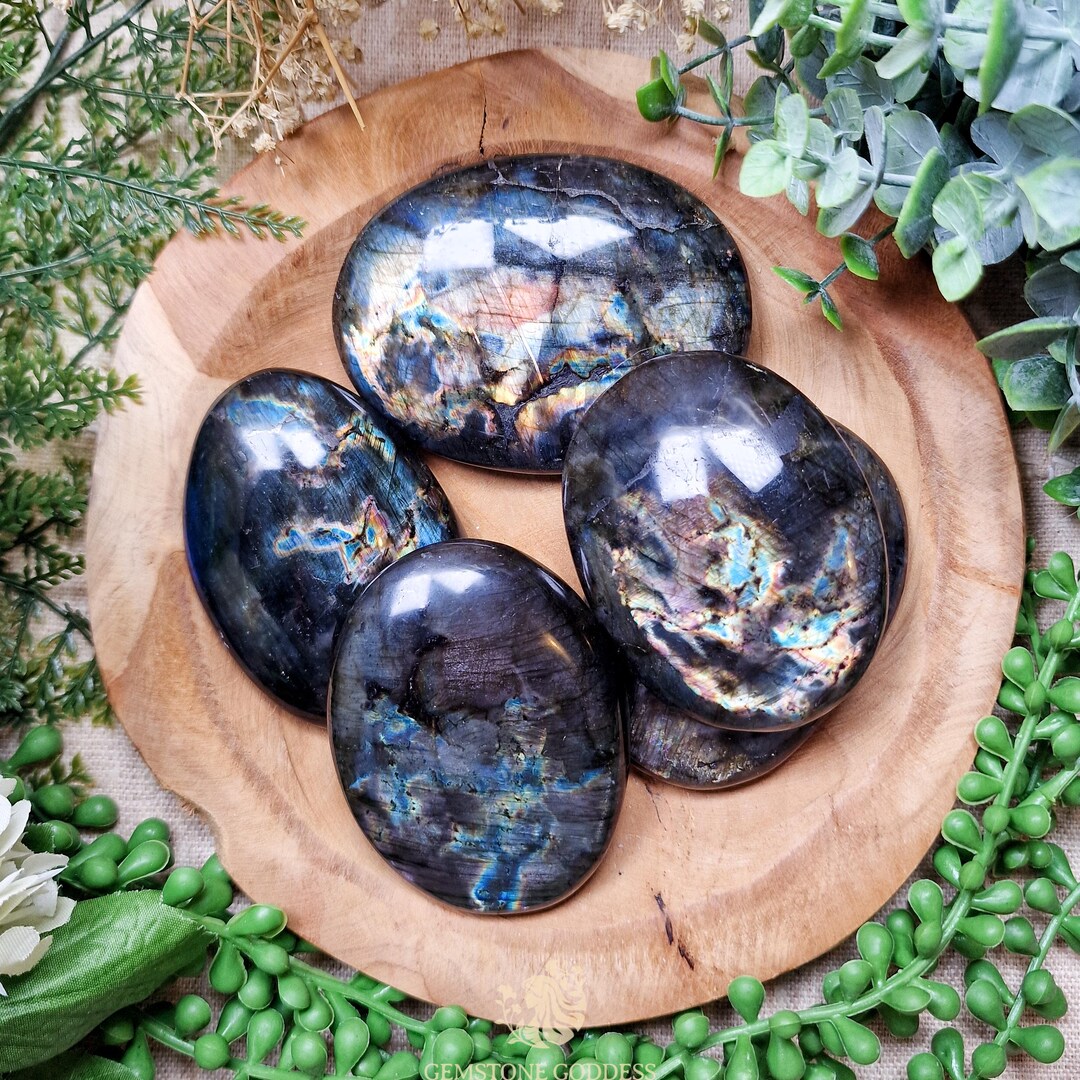 Spectrolite Tumbled Spectrolite Palm Stone Hand Stone | Big Tumbled Large Gemstone Crystal ...