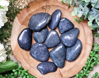 Basalt Pocket Stone | Palm Stone Hand Gemstone Crystal Lava Volcanic Rock Polished Smooth Stone Flat Disk Worry Stone Pocket Hug Spiritual