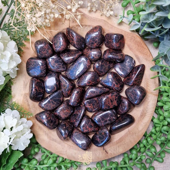 Red Jasper Black Tourmaline Tumbled Stone, Crystal Gemstone