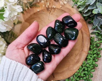 Green Goldstone Tumbled Stone, Crystal Gemstone Polished Natural High Quality Grade Mineral Rock Joyful Energy Confidence Vitality Abundance