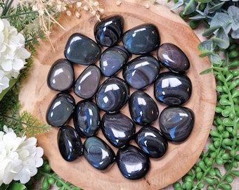 Rainbow Obsidian Tumbled Stone, Crystal Gemstone Polished Natural High Quality Grade Mineral Rock Mexico Shadow Work Aura Cleansing Shield