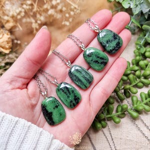 Zoisite Silver Pendant Sterling Silver 925 Necklace Chain Stone Crystal Jewelry Natural Gemstone Her Him Women Men Gift Box Healing Renewal