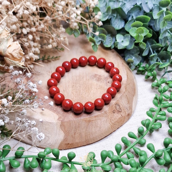 Red Jasper Bracelet 10mm Strength Grounding Courage Vitality