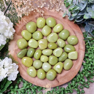 Lemon Serpentine Tumbled Stone Crystal Gemstone Polished Natural High Quality Grade Mineral Rock Renewal Vitality Earth Connection Cleansing