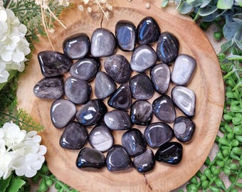 Silver Sheen Obsidian Tumbled Stone Crystal Gemstone Polished Natural High Quality Grade Mineral Rock Protection Clarity Shadow Work Insight