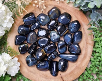 Hawk's Eye Tumbled Stone Crystal Gemstone Polished Natural High Quality Grade Mineral Rock Blue Tiger's Eye Clarity Insight Focus Confidence