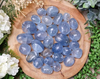 Celestite Tumbled Stone, Crystal Gemstone Polished Natural High Quality Mineral Rock Celestine Madagascar Divine Peace Angelic Connection