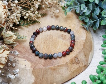 Bloodstone Bracelet 6mm | Strength Protection Endurance Root Sacral Chakra | High Quality Genuine Gemstone Crystal Jewelry Men Women