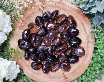 Morion Tumbled Stone Crystal Gemstone Polished Natural High Quality Grade Mineral Rock Dark Black Smoky Quartz Brazil Earth Star Shadow Work