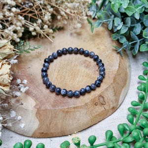 Larvikite Bracelet 6mm | Protection Focus Energy Shielding Root Third Eye Chakra | High Quality Genuine Gemstone Crystal Jewelry Men Women