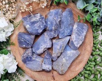 Raw Blue Chalcedony Rough Rock | Gemstone Natural Crystal High Quality Mineral Interior Sculpture Geode Cluster Spiritual Decor Altar