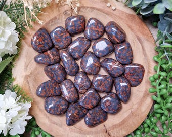 Hematite Feldspar Tumbled Stone, Crystal Gemstone Polished Natural High Quality Grade Mineral Rock