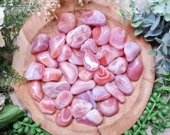 Apricot Agate Tumbled Stone, Crystal Gemstone Polished Natural High Quality Mineral Rock Pink Emotional Healing Confidence Gentle Energy