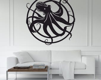 DIY Octopus Wall Art Decor – Vector File for Laser and Plasma Cutting (dxf, dwg, svg, pdf, ai, cdr, plt, png) Metal & Wood CNC Machine