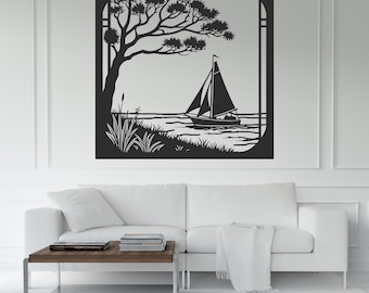 DIY Sailboat Wall Art Decor – Vector File for Laser and Plasma Cutting (dxf, dwg, svg, pdf, ai, cdr, plt, png)