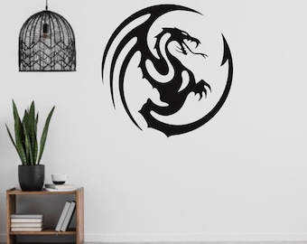 Wanddecoratie draken, DXF-bestanden voor lasersnijden
