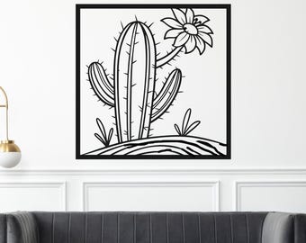 Blooming Cactus Wall Art Laser Cut File – Desert Decor (Digital Download)
