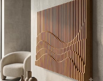 Parametric Wood Wall Art DIY Kit, Wavy Wall Decor CNC Laser Cut Files, Modern Parametric Sculpture Template, Digital Download for Home Decor