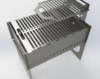 Portable BBQ Grill & Fire Pit DXF Files – Collapsible CNC Design (Digital Download)