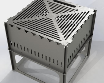 Archivos DXF de parrilla y fogón plegables: corte por plasma, láser y chorro de agua (descarga digital)
