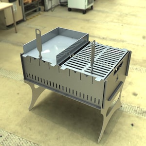 CNC-fertige DXF-Dateien: Hochwertiger zusammenklappbarer BBQ-Grill & Feuerstelle - Produktion aus 3 mm Stahl