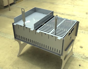 CNC Ready DXF Files: High-Demand Collapsible BBQ Grill & Fire Pit - 3mm Steel Production