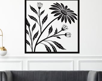 Daisy Silhouette Laser Cut Wall Art Design (Digital Download)