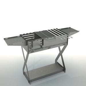 Arquivos DXF para corte CNC - grelha dobrável e fogueira com grelha ajustável - laser, plasma, jato de água - download digital de grelha para churrasco DIY