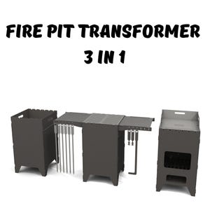 3in1 Fire Pit Grill Holzofen DXF-Dateien für Laser Cut + Zubehör & Aufbewahrungsboxen - DIY Outdoor Kochpläne