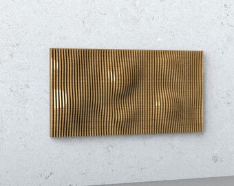 Parametric Wall Art DXF for CNC | 2300mm Wide 3D Wavy Panel | 64 Slats Wood Sculpture Plan