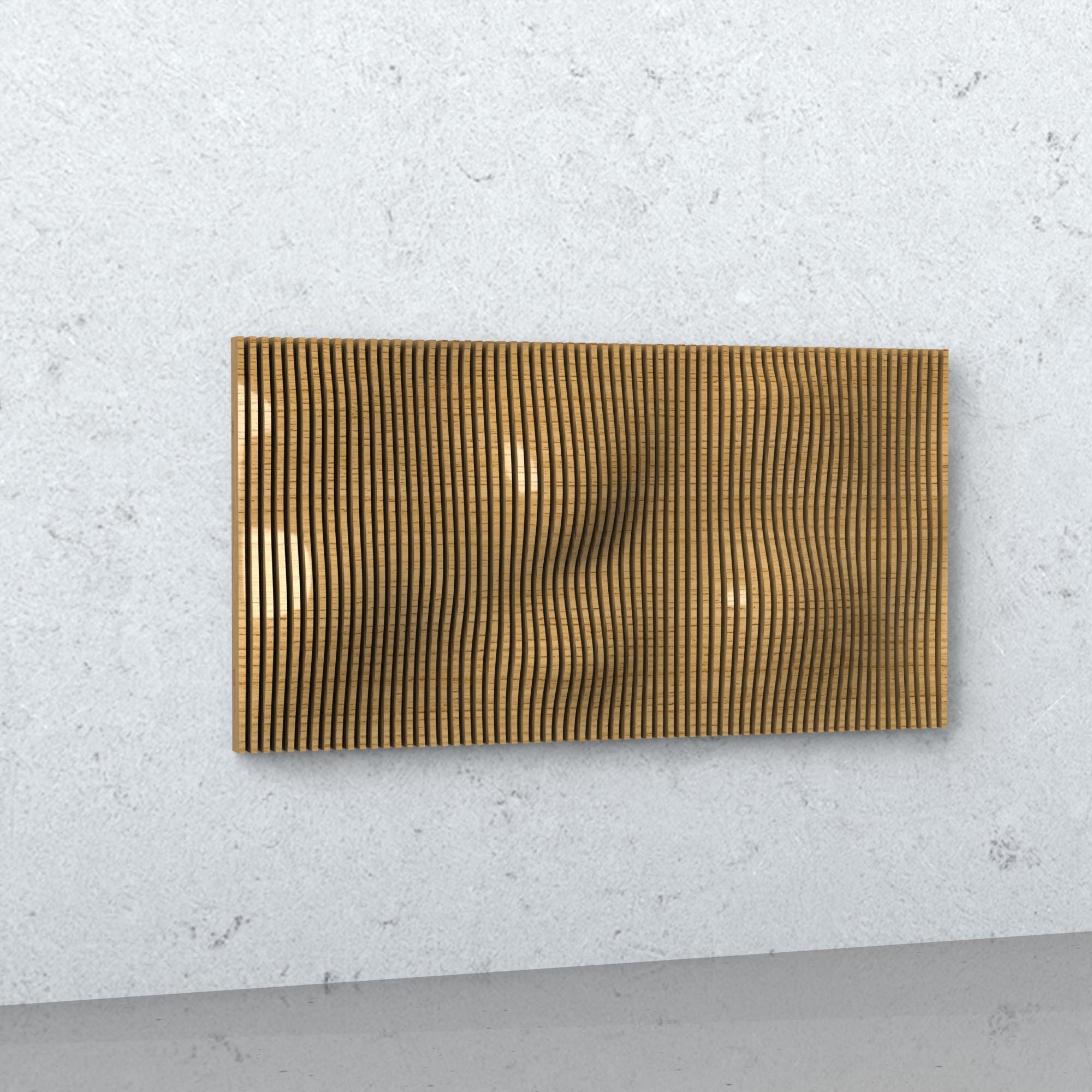 Parametric Wall Art DXF for CNC | 2300mm Wide 3D Wavy Panel | 64 Slats ...