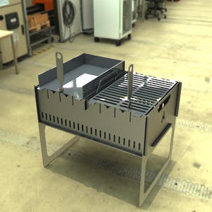 DXF Datei: Faltbarer Grill & Feuerstelle - 3 mm Metall, Grillrost, Kochplatte - CNC Ready Pläne