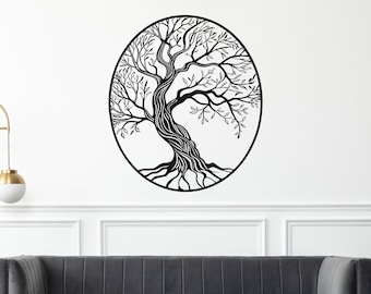 Tree of Life Laser Cut File – Oval Frame Wall Art (Digital Download)