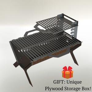 Zusammenklappbarer Tragbarer Grill & Feuerstelle DXF Dateien – DIY Metall schneiden Design für Laser, Wasserstrahl, Laser – digitaler Download