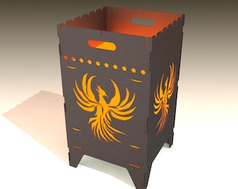 Phoenix Fire Pit Grill DXF Files – Laser Cut Wood Stove Design (Digital Download)