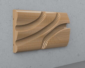 Parametric Wall Art DXF Files for CNC Laser Cut, 3D Wavy Wood Panel Wall Decor, CNC Router Project for Office and Home