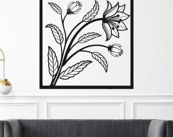 Poppy Flower Wall Art Laser Cut File – Bloom in Square Frame (Digital Download)
