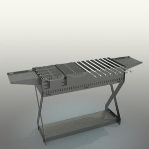 Arquivos DXF para corte CNC - grelha dobrável e fogueira com grelha ajustável - laser, plasma, jato de água - download digital de grelha para churrasco DIY