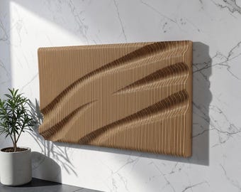 Parametric Wall Art CNC Files, Extra Wide 3D Wavy Slat Panel DXF for Laser Cut, Modern Office Decor Plan, CNC Router Files